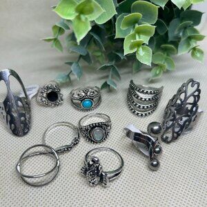 Silvery Decorative Ring Bundle